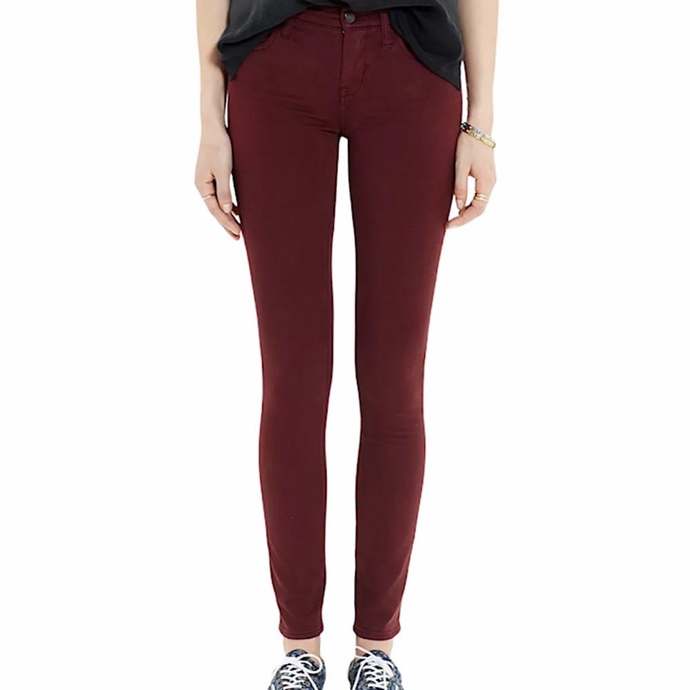 Madewell Skinny Skinny Burgundy Sateen Jeans